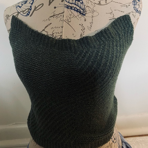 Green knit strapless crop top - Picture 1 of 2
